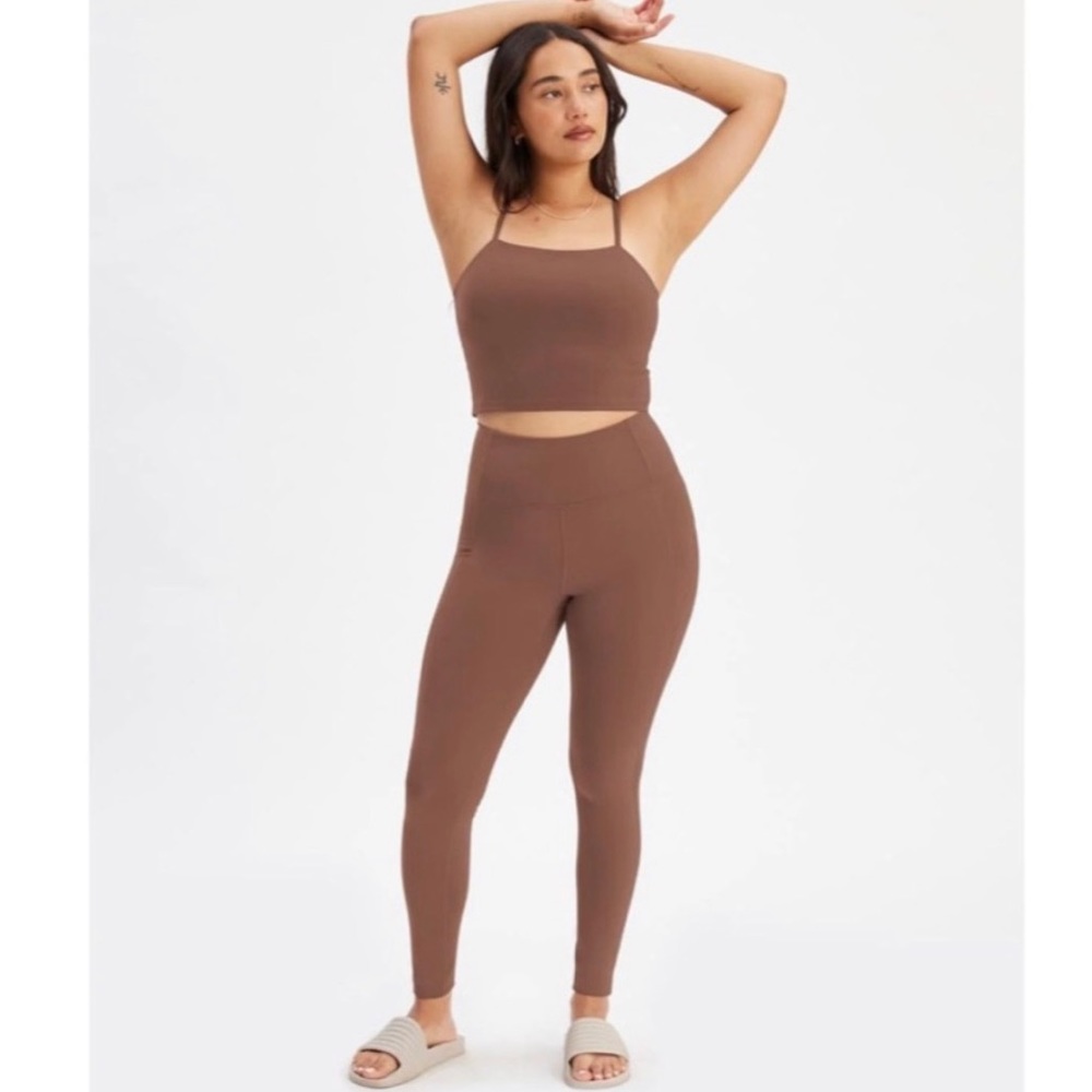 Girlfriend Collective High Rise Compression 7/8 Leggings Athleisure Yoga Tan 3XL